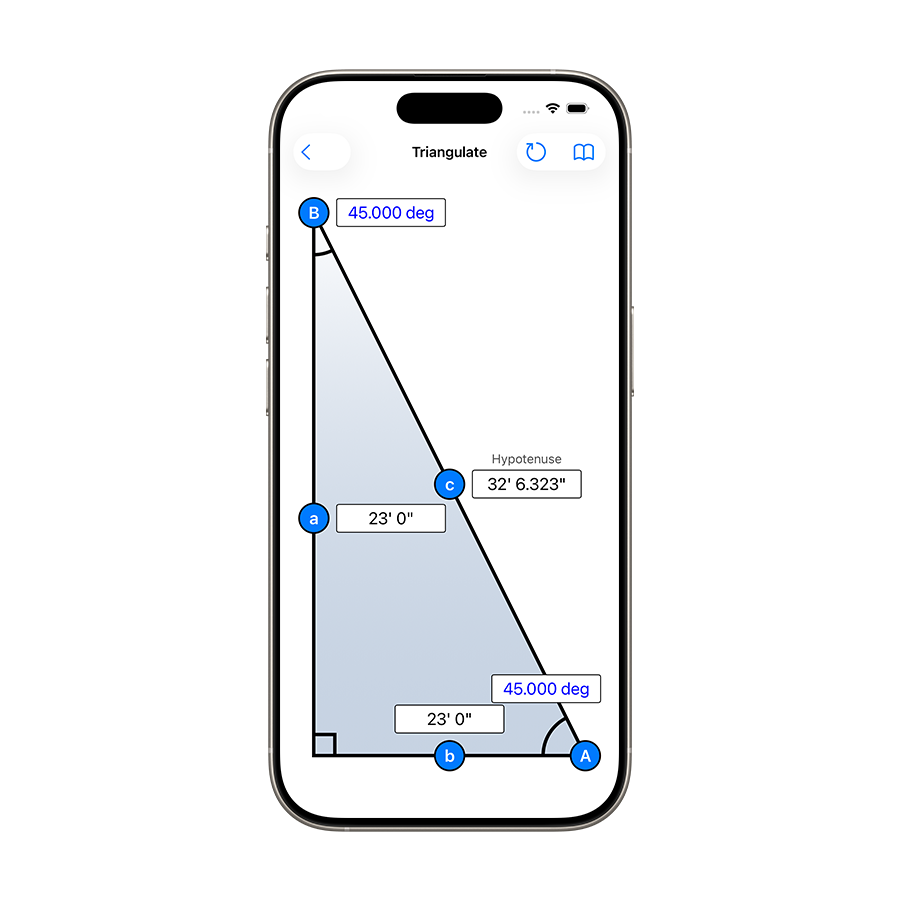 Triangulation distance calculator