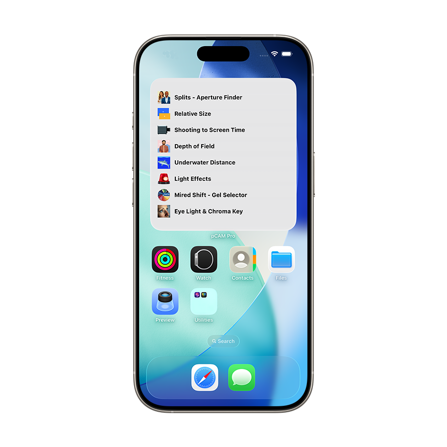 iOS widget favorites screen